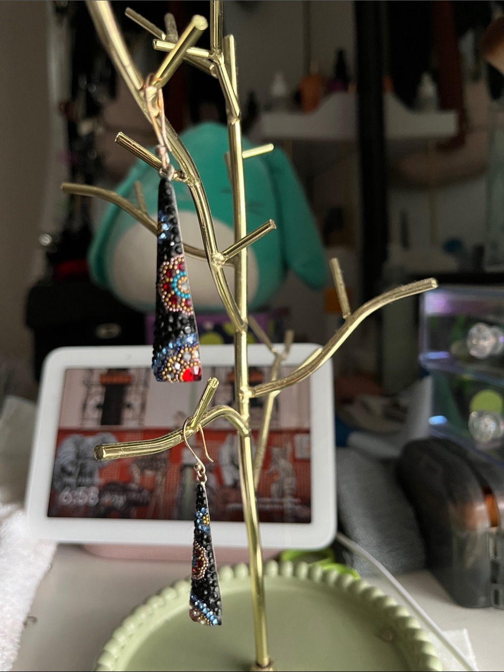 Black Multicolor Cone Drop silver 925 Earrings